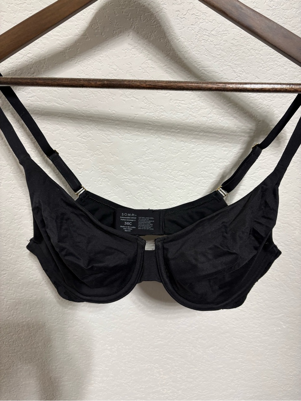 Soma Black Underwire Full Coverage Bra